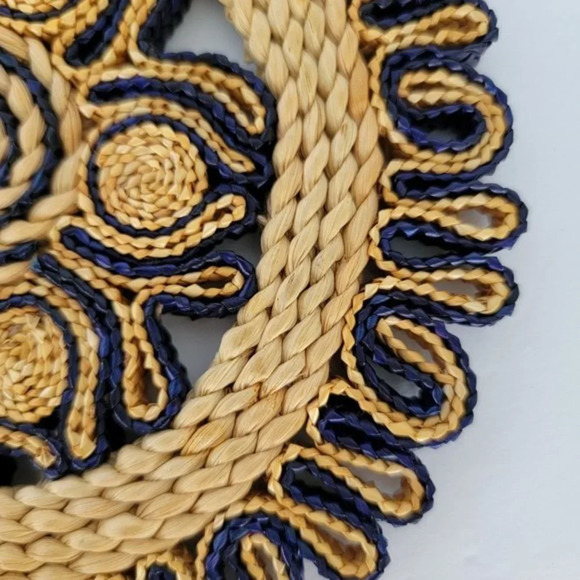 Vintage Rattan Trivets Set of Two Natural Purple - Picture 4 of 6